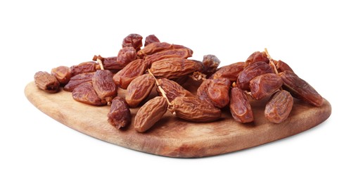 Photo of Many tasty dried dates isolated on white