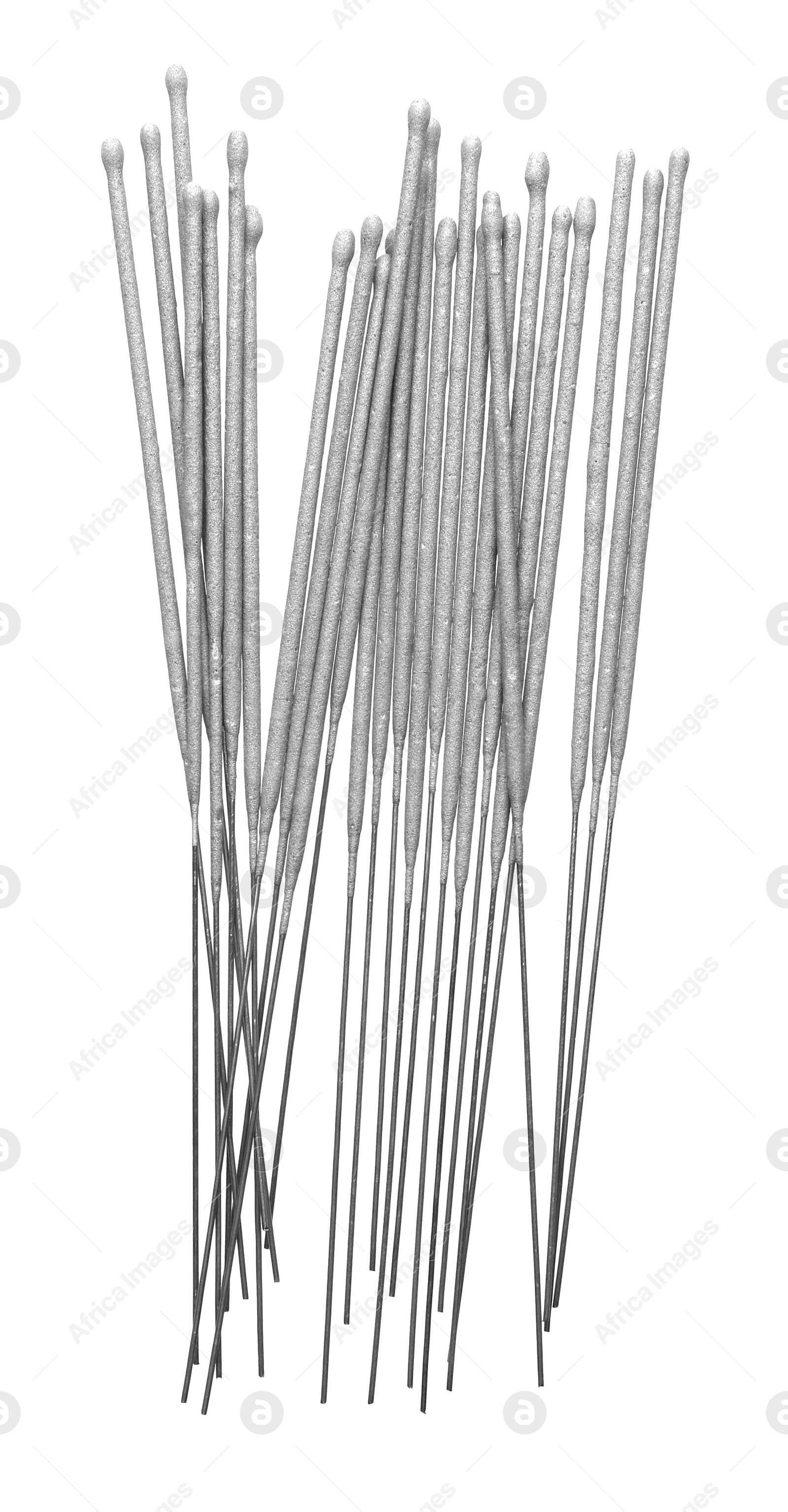 Photo of Many new sparkler sticks on white background, top view