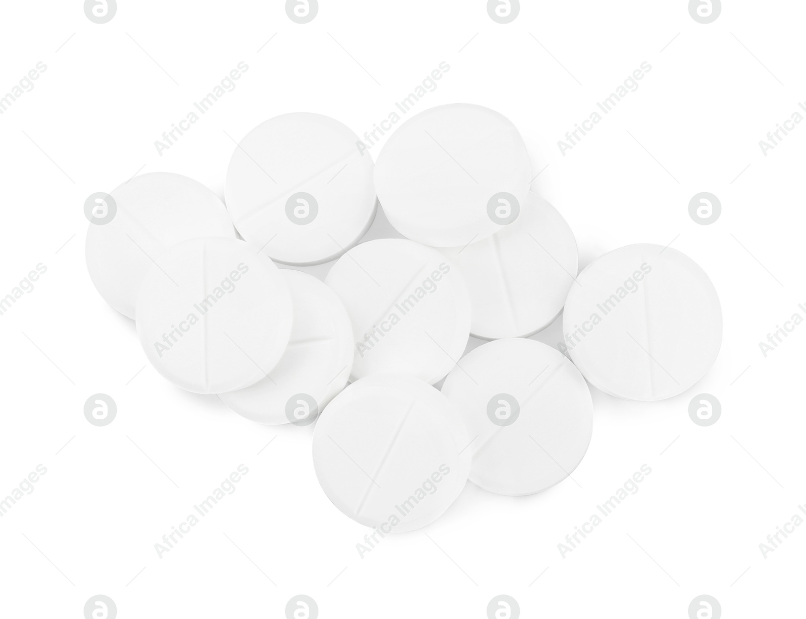 Photo of Pile of antibiotic pills on light grey background, top view