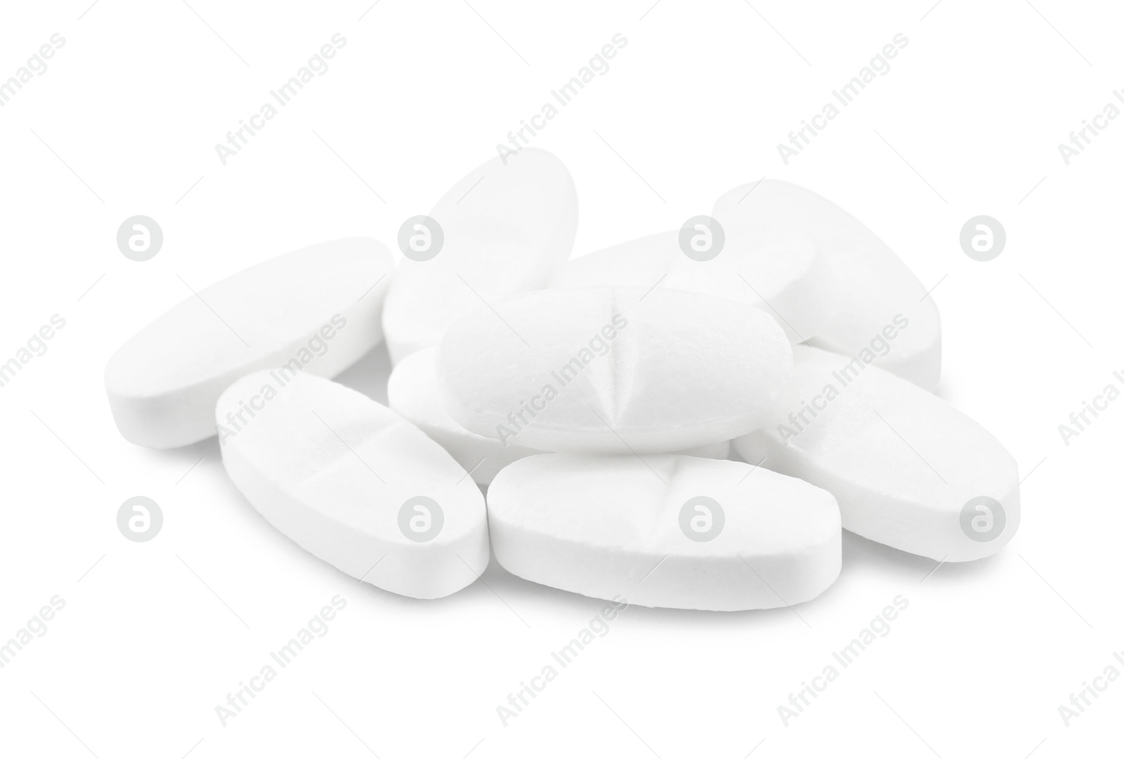 Photo of Pile of antibiotic pills on light grey background