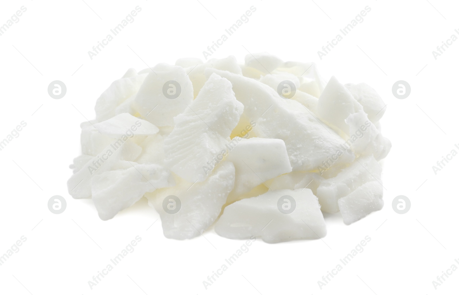 Photo of Pile of soy wax isolated on white