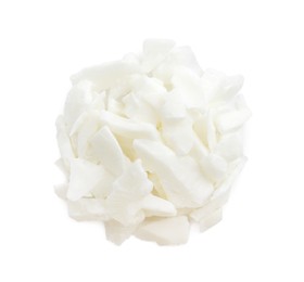 Photo of Soy wax isolated on white, top view