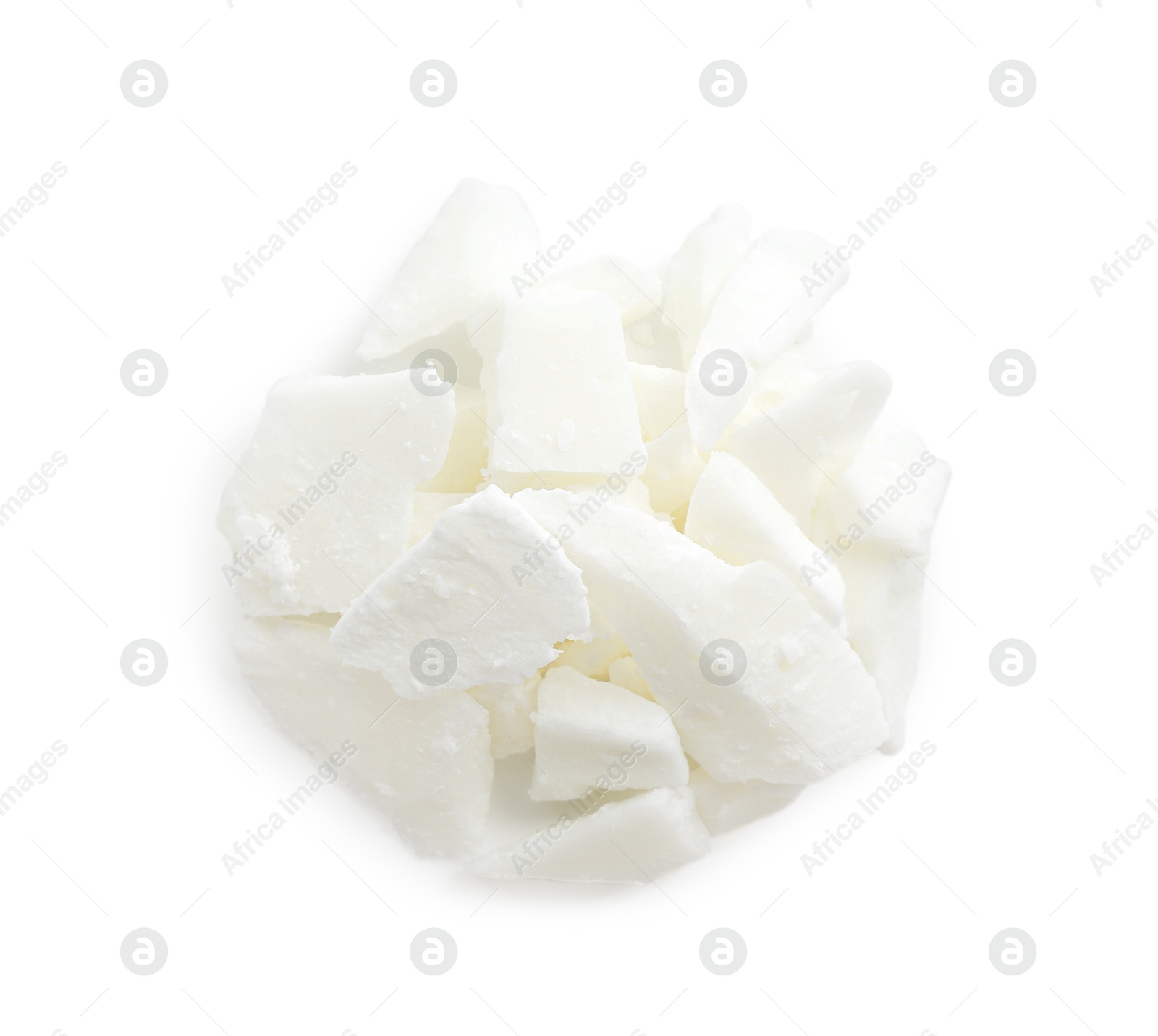 Photo of Soy wax isolated on white, top view