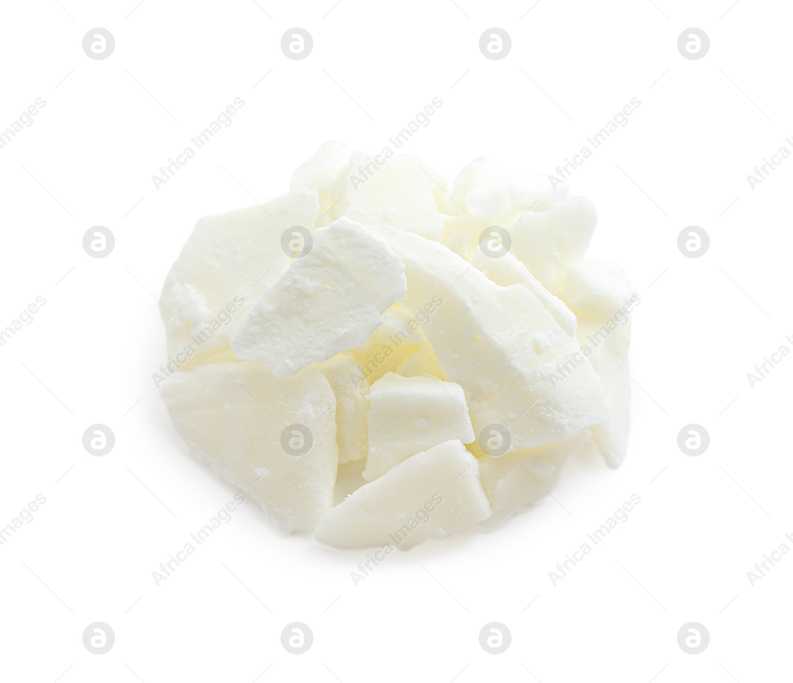 Photo of Pile of soy wax isolated on white