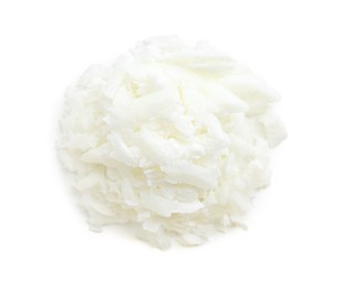 Photo of Soy wax isolated on white, top view