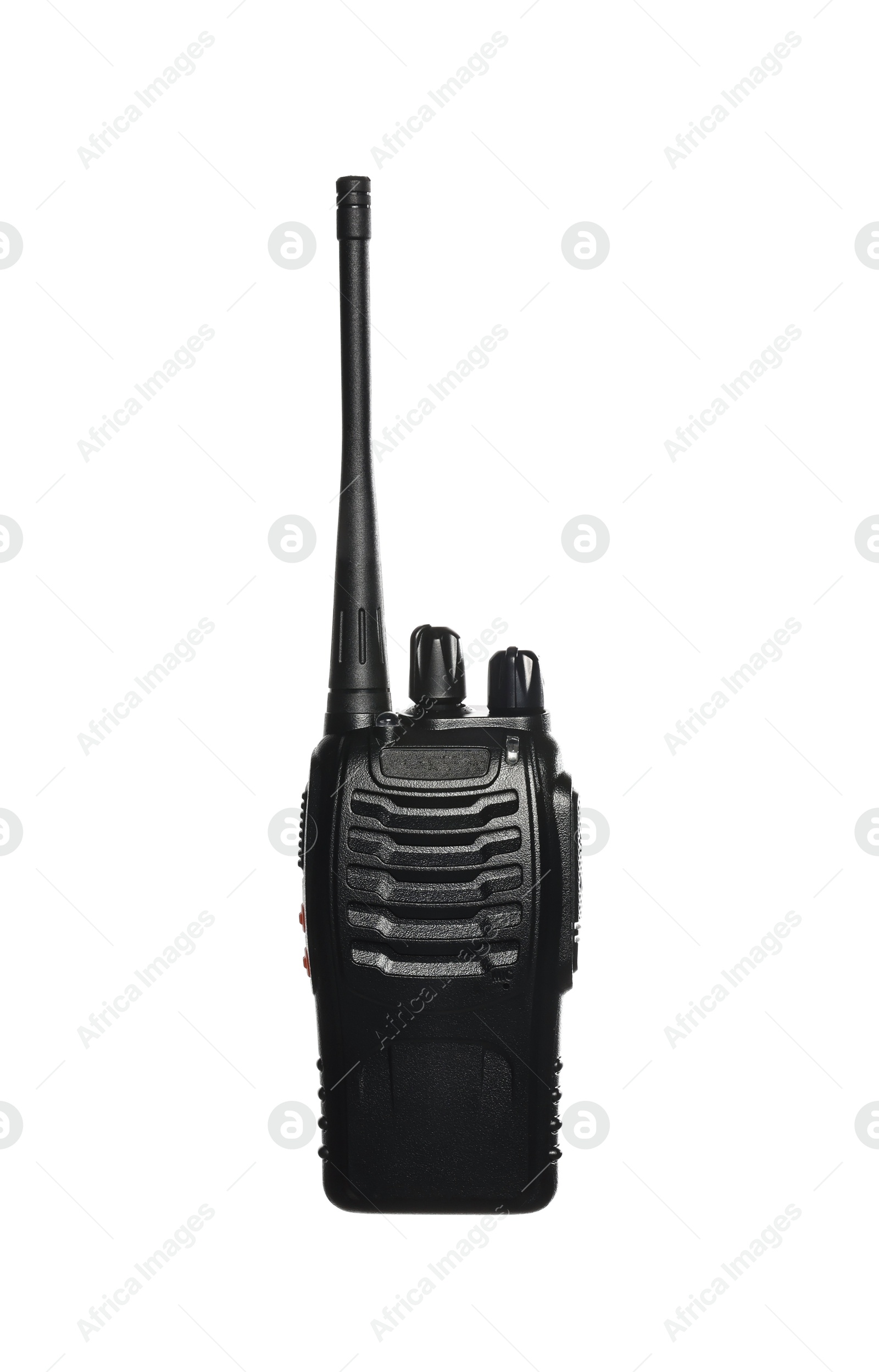 Photo of One black walkie talkie isolated on white