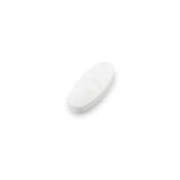 Photo of One antibiotic pill on light grey background. Medical remedy