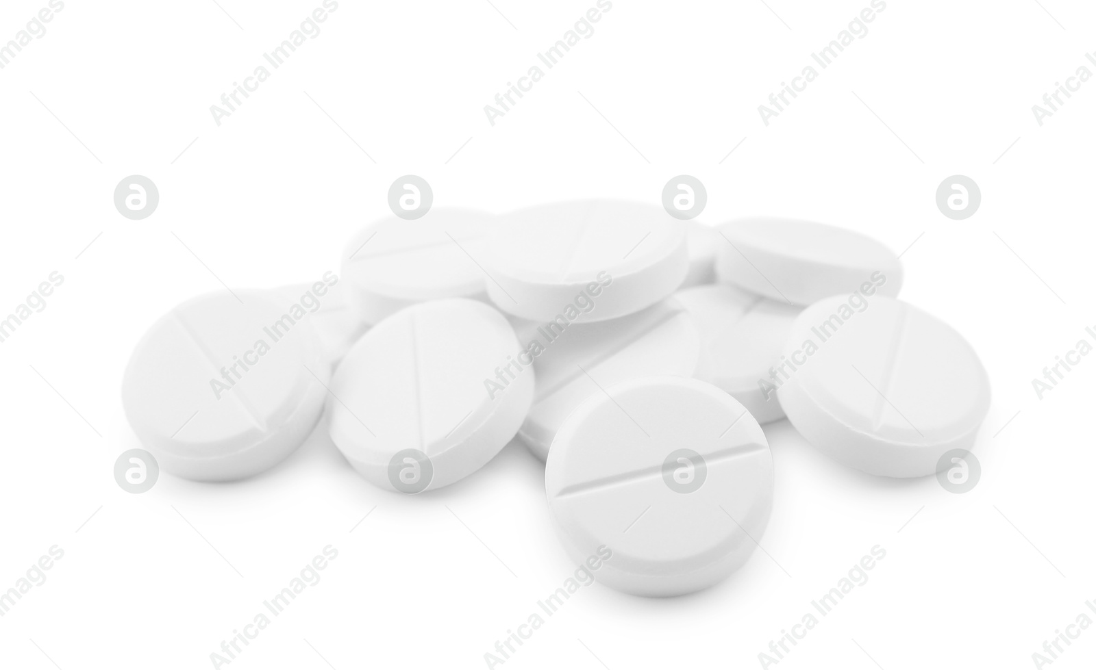 Photo of Antibiotic pills isolated on white. Medicinal treatment