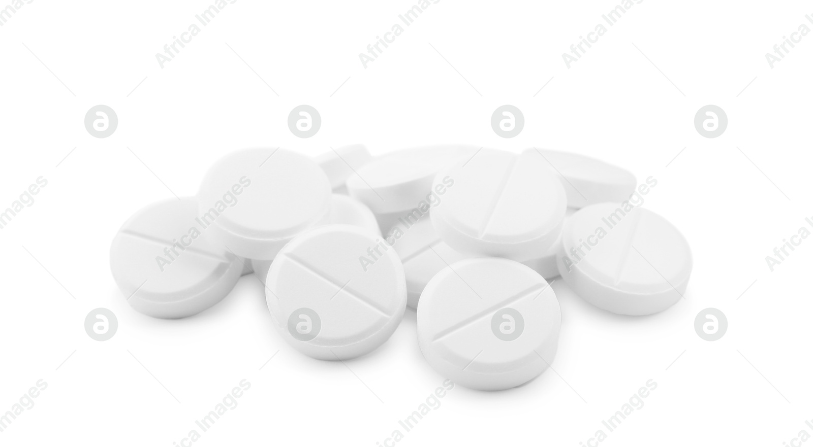 Photo of Antibiotic pills isolated on white. Medicinal treatment