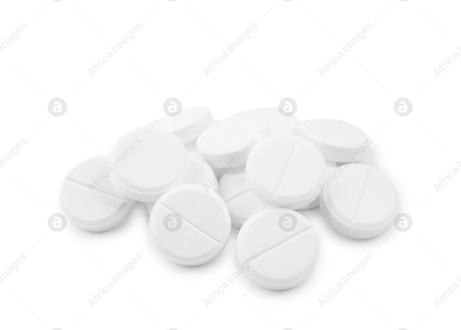 Photo of Antibiotic pills isolated on white. Medicinal treatment