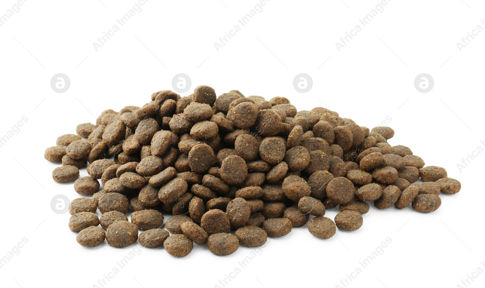 Photo of Pile of pet food isolated on white