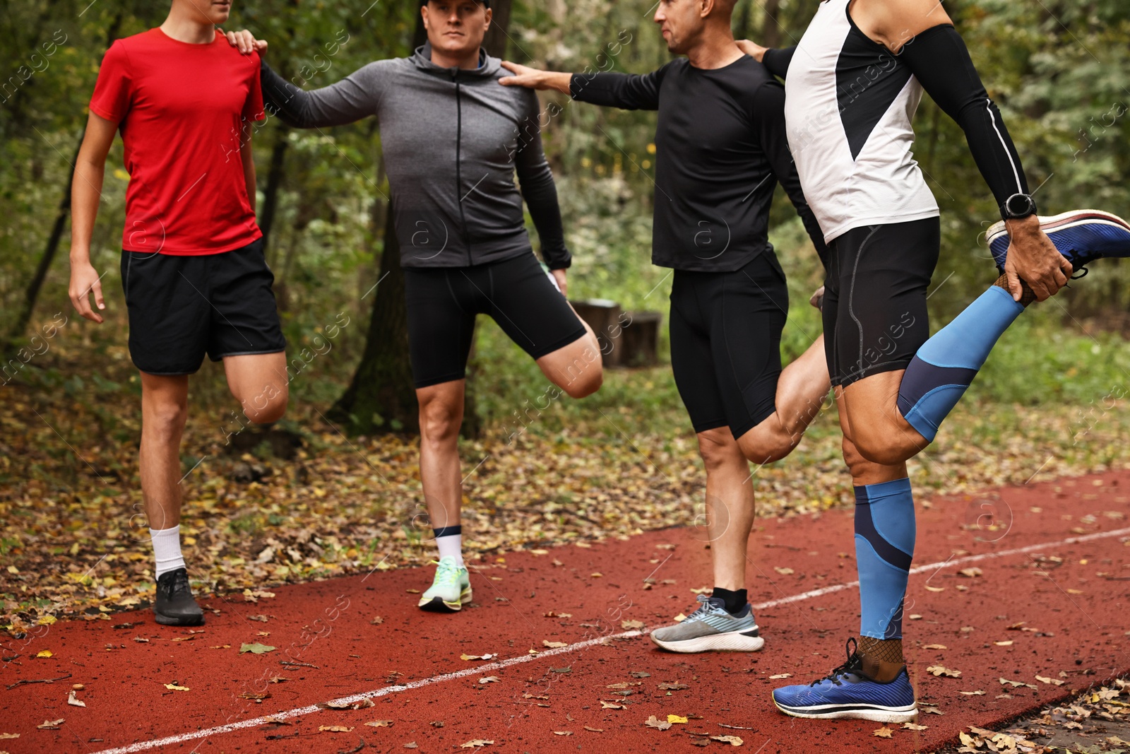 Photo of Group of people stretching in park. Healthy lifestyle