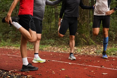 Photo of Group of people stretching in park. Healthy lifestyle