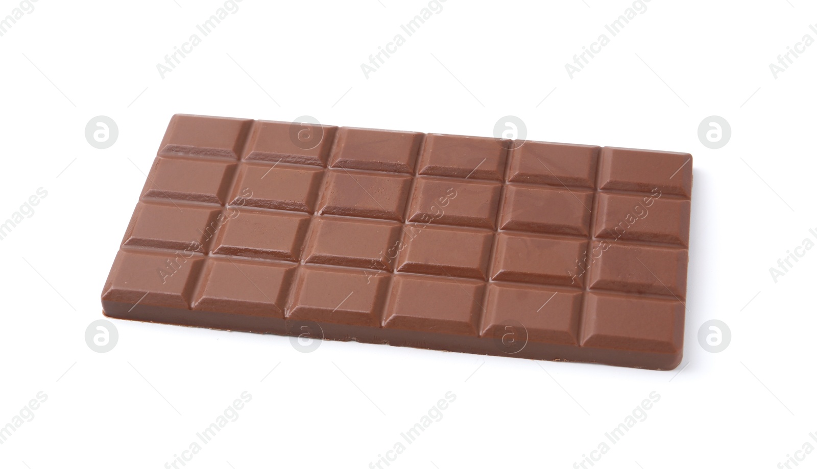 Photo of Delicious milk chocolate bar isolated on white