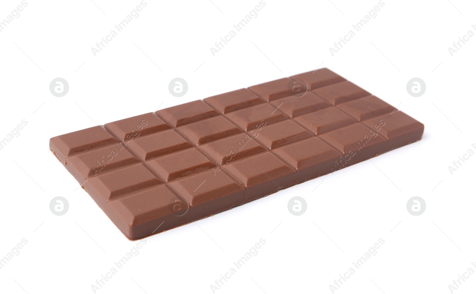 Photo of Delicious milk chocolate bar isolated on white