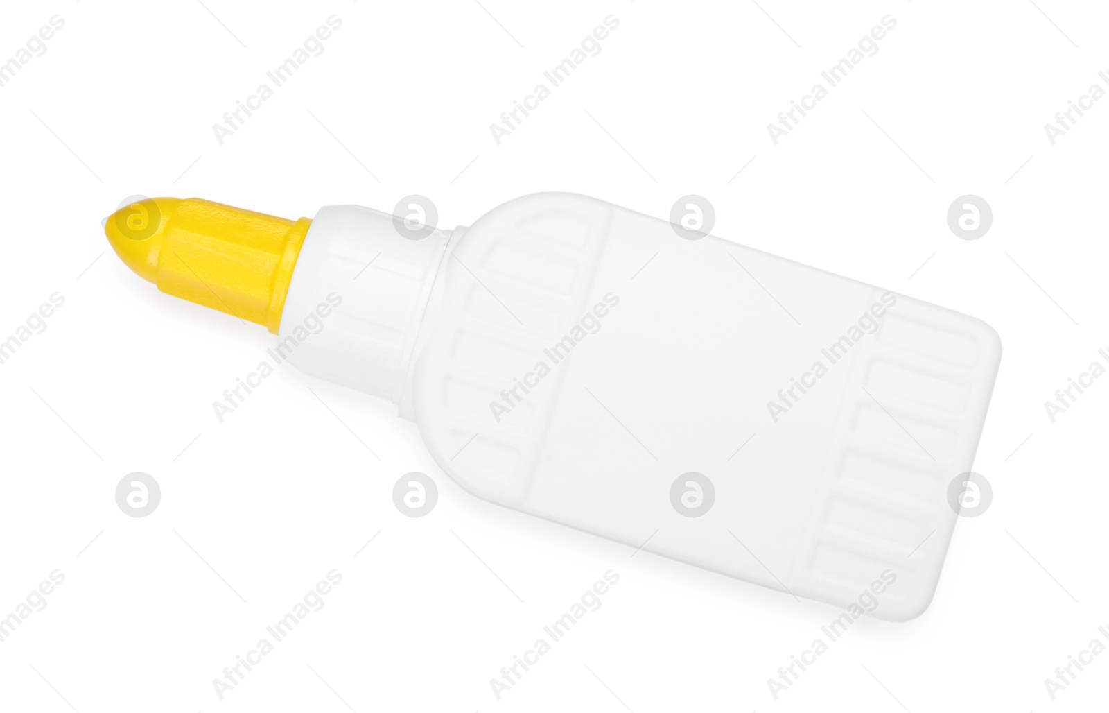 Photo of Bottle of glue isolated on white, top view