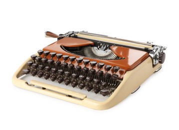 Photo of One vintage typewriter machine isolated on white