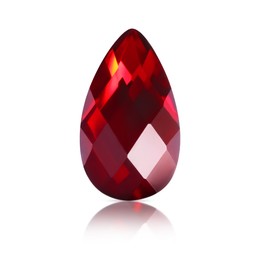 Image of One red shiny gemstone isolated on white