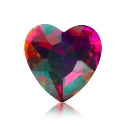 Image of Colorful heart shaped shiny gemstone isolated on white