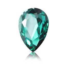 Image of One teal shiny gemstone isolated on white