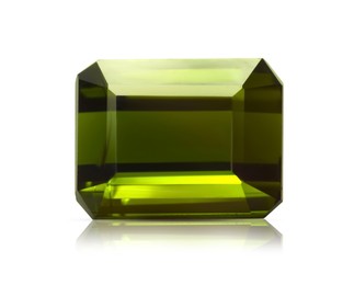 Image of One green shiny gemstone isolated on white