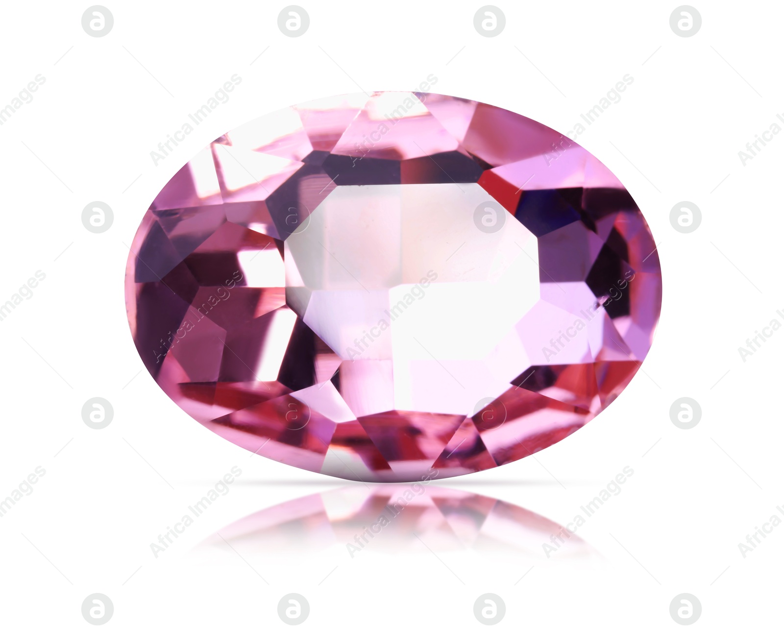 Image of One pink shiny gemstone isolated on white