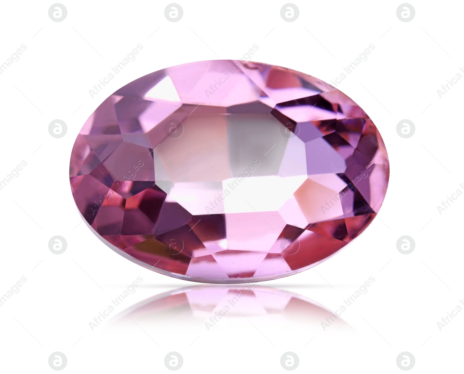 Image of One pink shiny gemstone isolated on white