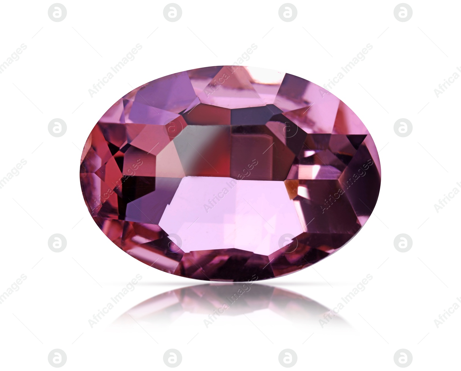 Image of One pink shiny gemstone isolated on white