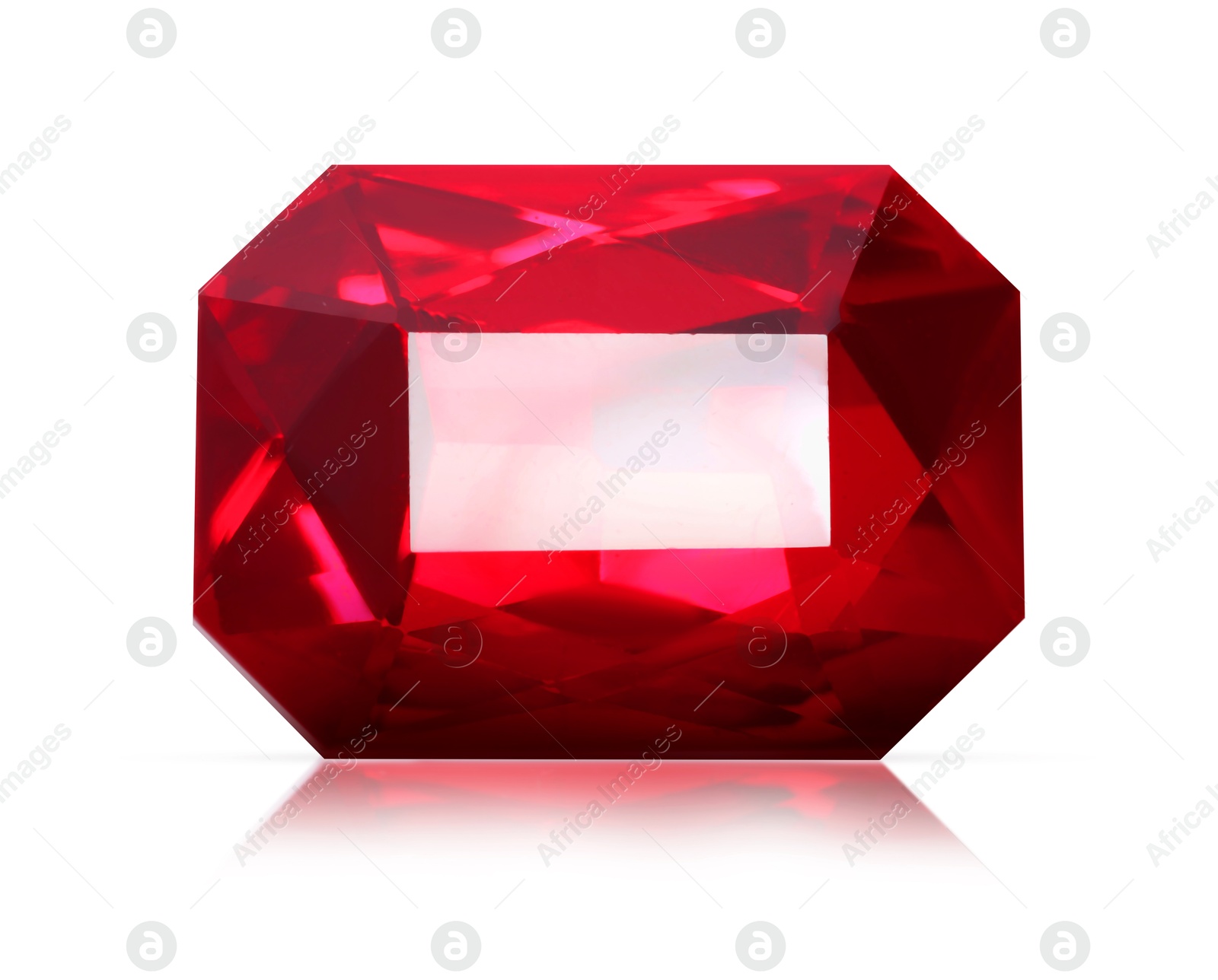 Image of One red shiny gemstone isolated on white