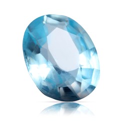 Image of One light blue shiny gemstone isolated on white