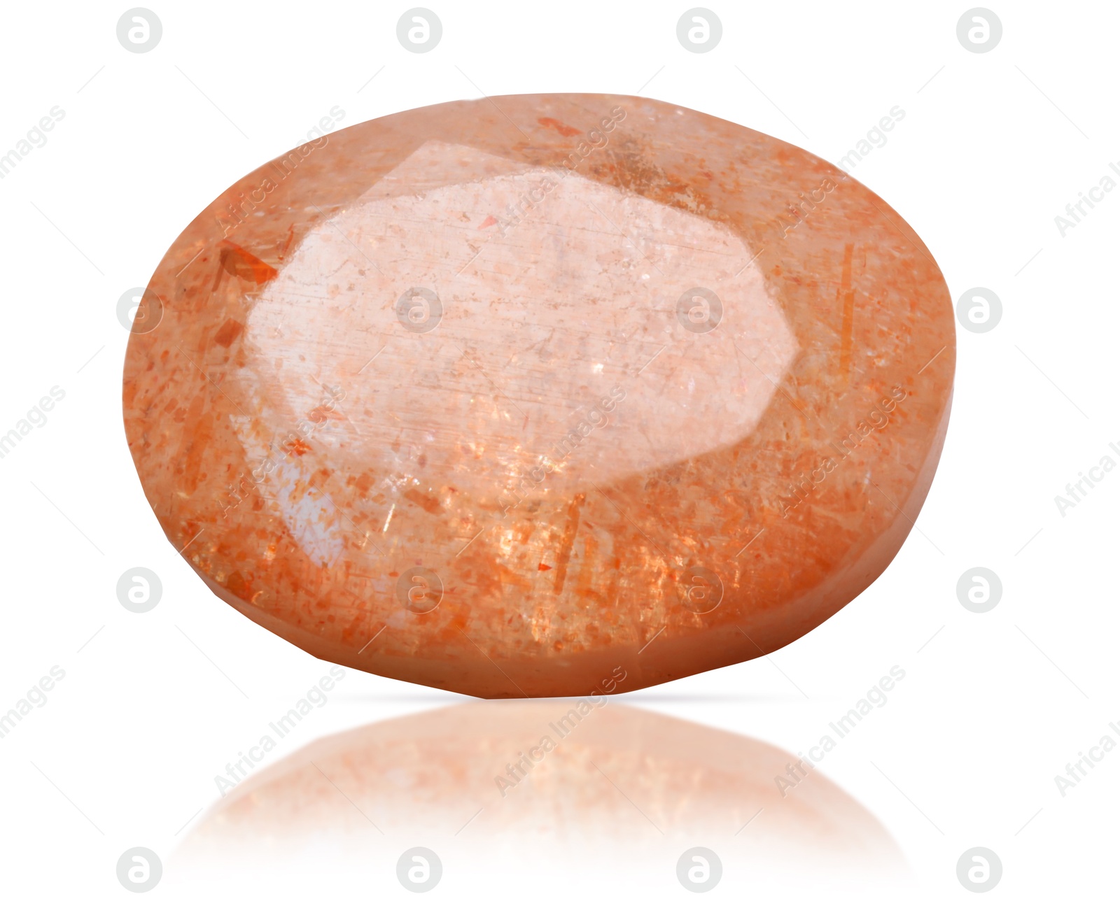 Image of One orange shiny gemstone isolated on white