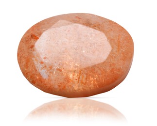 Image of One orange shiny gemstone isolated on white