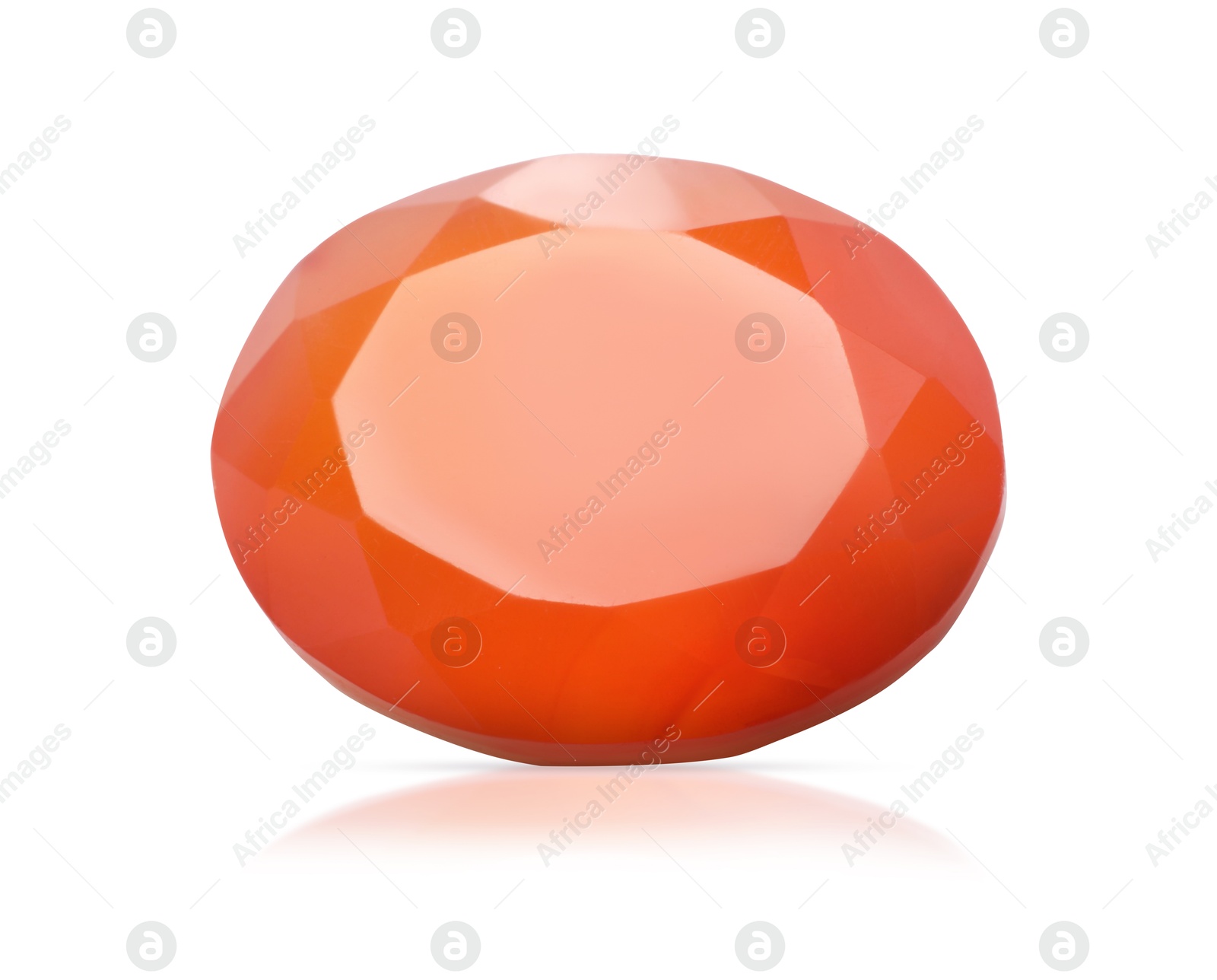 Image of One orange shiny gemstone isolated on white