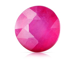 Image of One pink shiny gemstone isolated on white