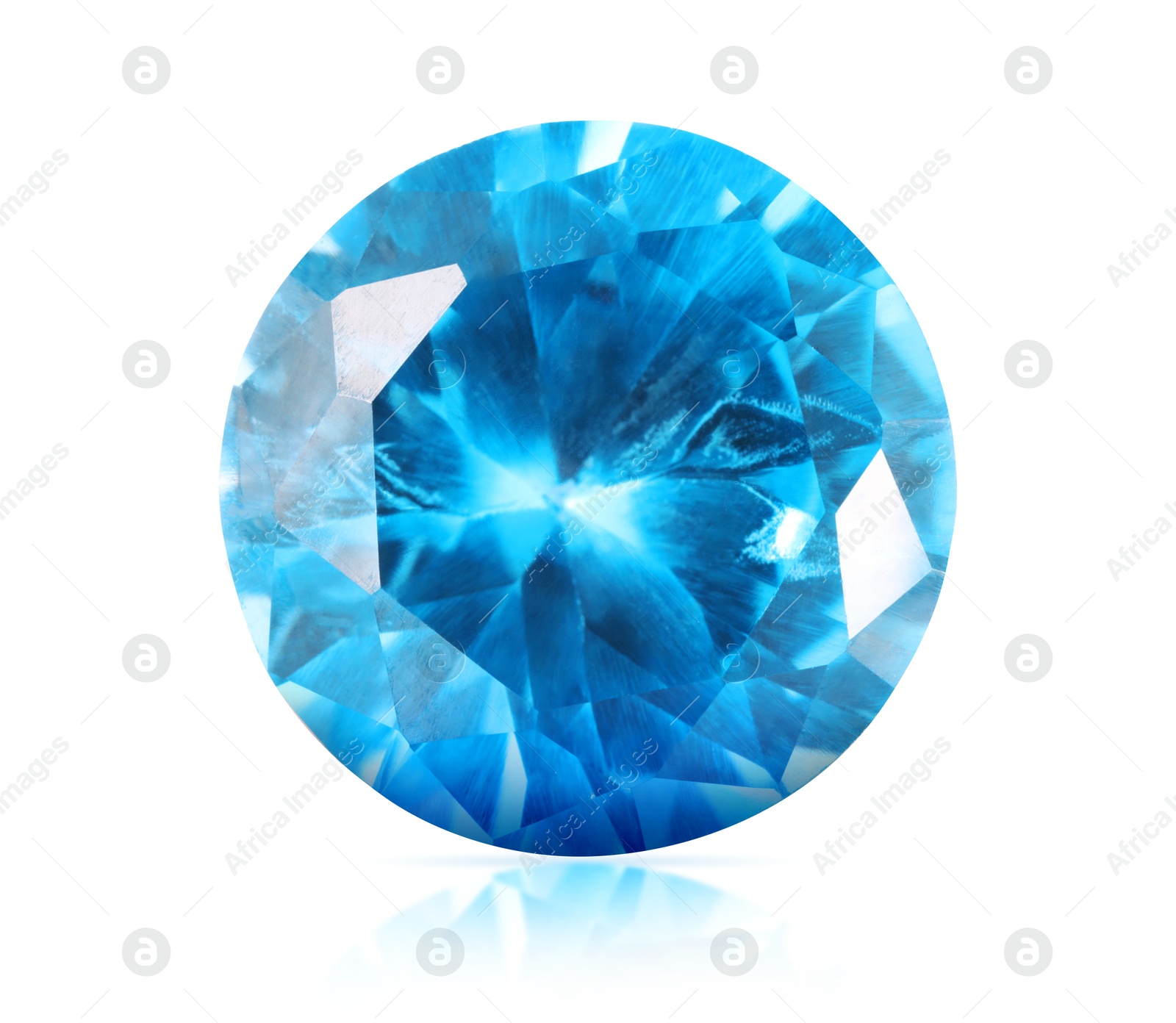 Image of One light blue shiny gemstone isolated on white