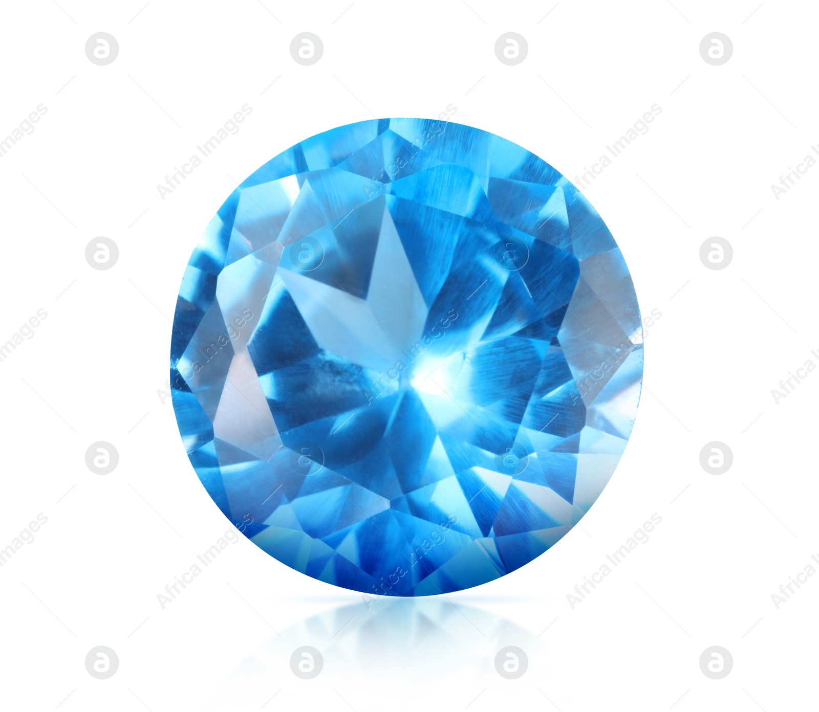 Image of One light blue shiny gemstone isolated on white