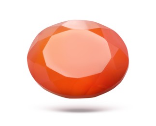 Image of Orange shiny gemstone in air on white background