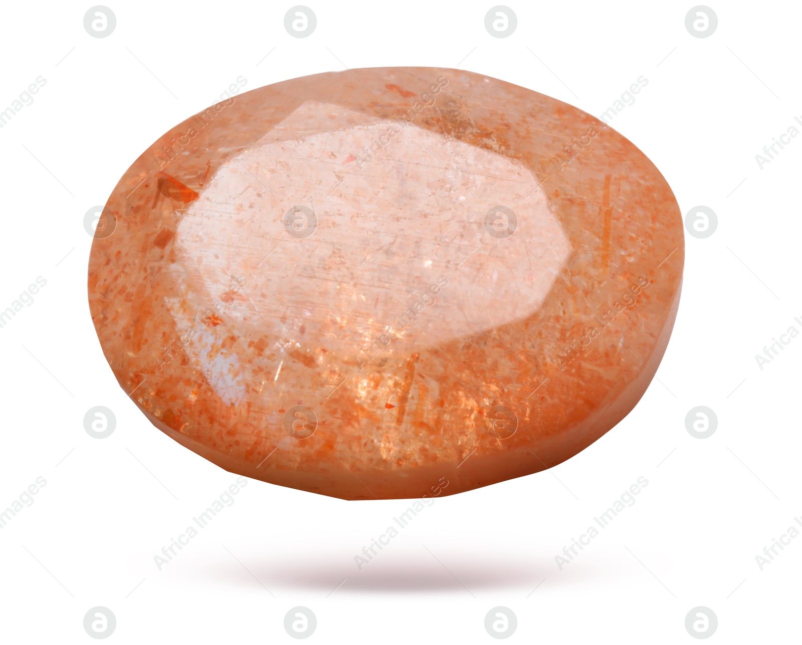 Image of Orange shiny gemstone in air on white background