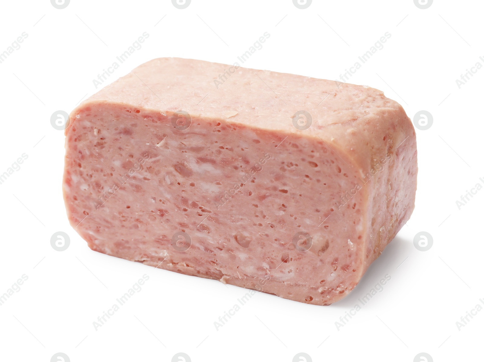 Photo of Whole piece of canned meat isolated on white