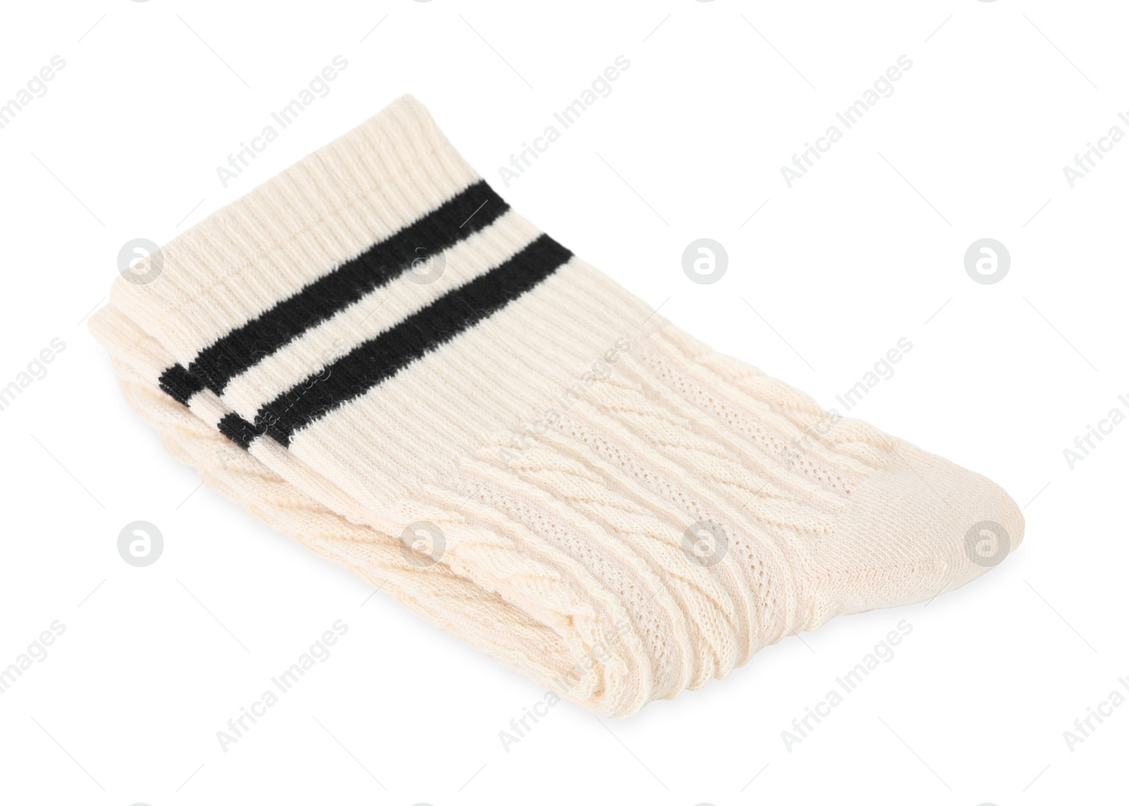 Photo of Pair of soft socks isolated on white