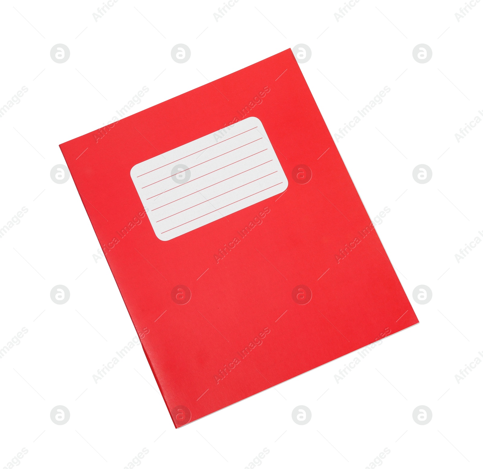 Photo of One copybook isolated on white, top view. School stationery