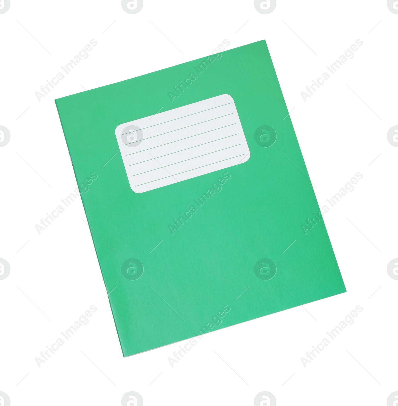 Photo of One copybook isolated on white, top view. School stationery