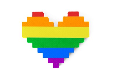 Image of Heart figure in LGBT on white background, top view. Tolerance and acceptance