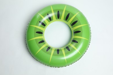 inflatable ring with kiwi pattern isolated on white, top view