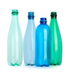 Many empty plastic bottles isolated on white