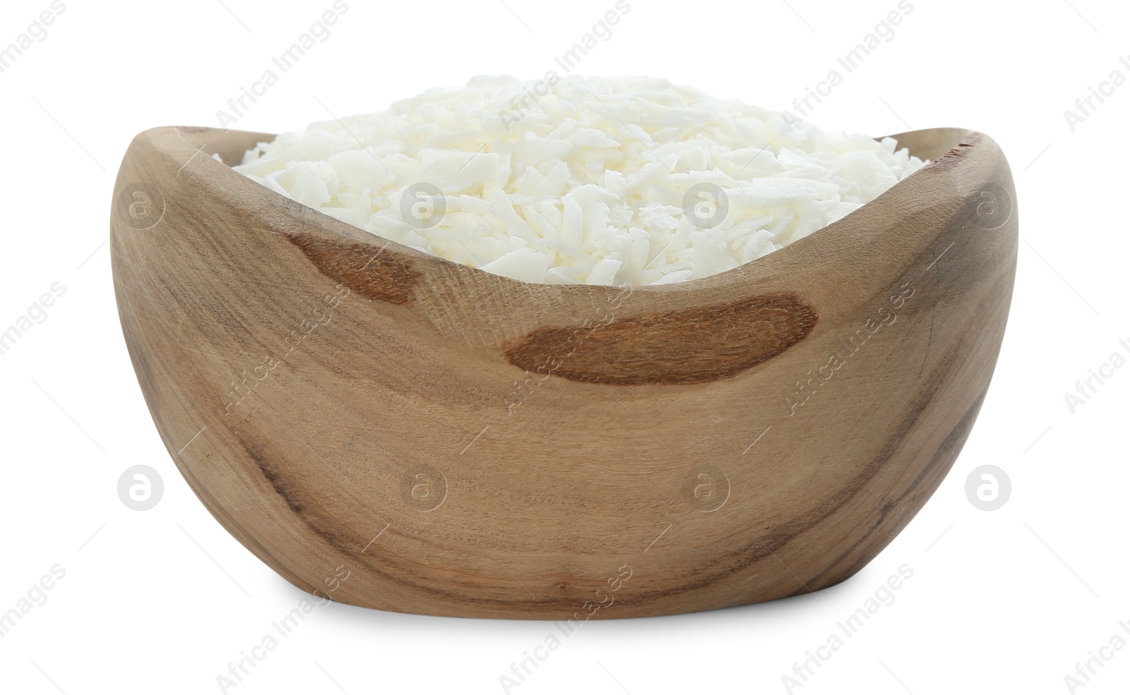 Photo of Soy wax in bowl isolated on white