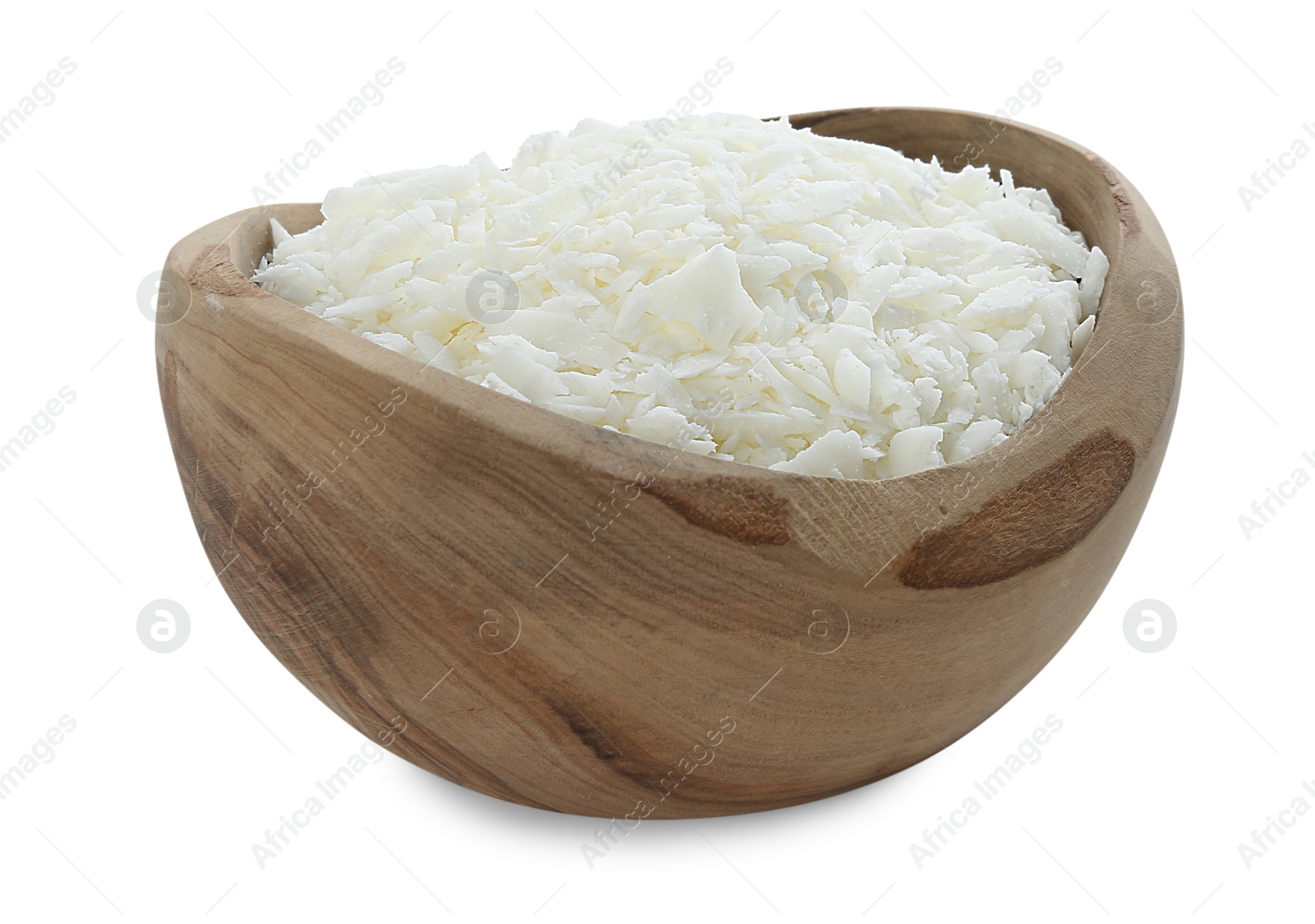 Photo of Soy wax in bowl isolated on white