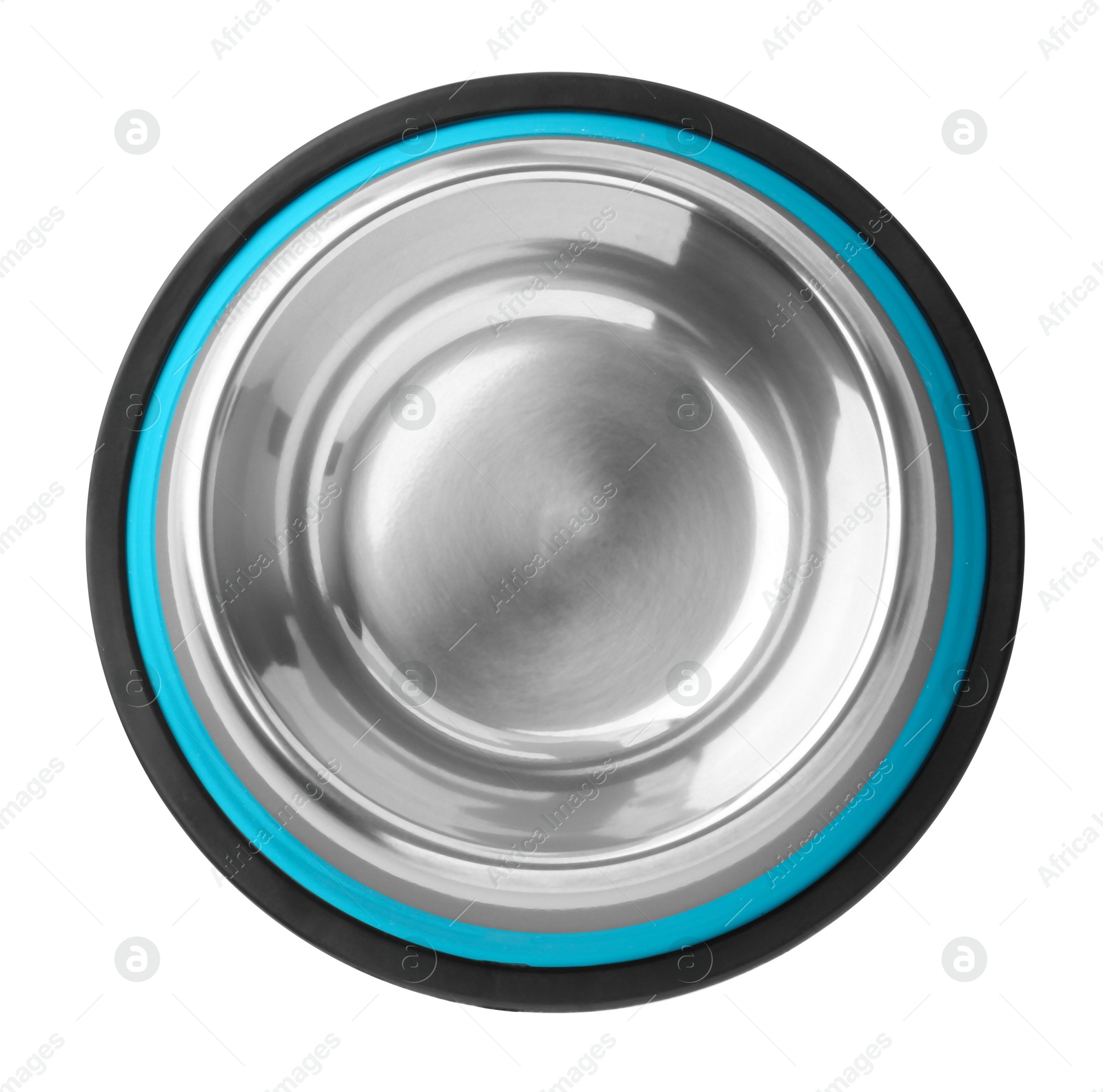 Photo of Empty feeding bowl for pet food isolated on white, top view