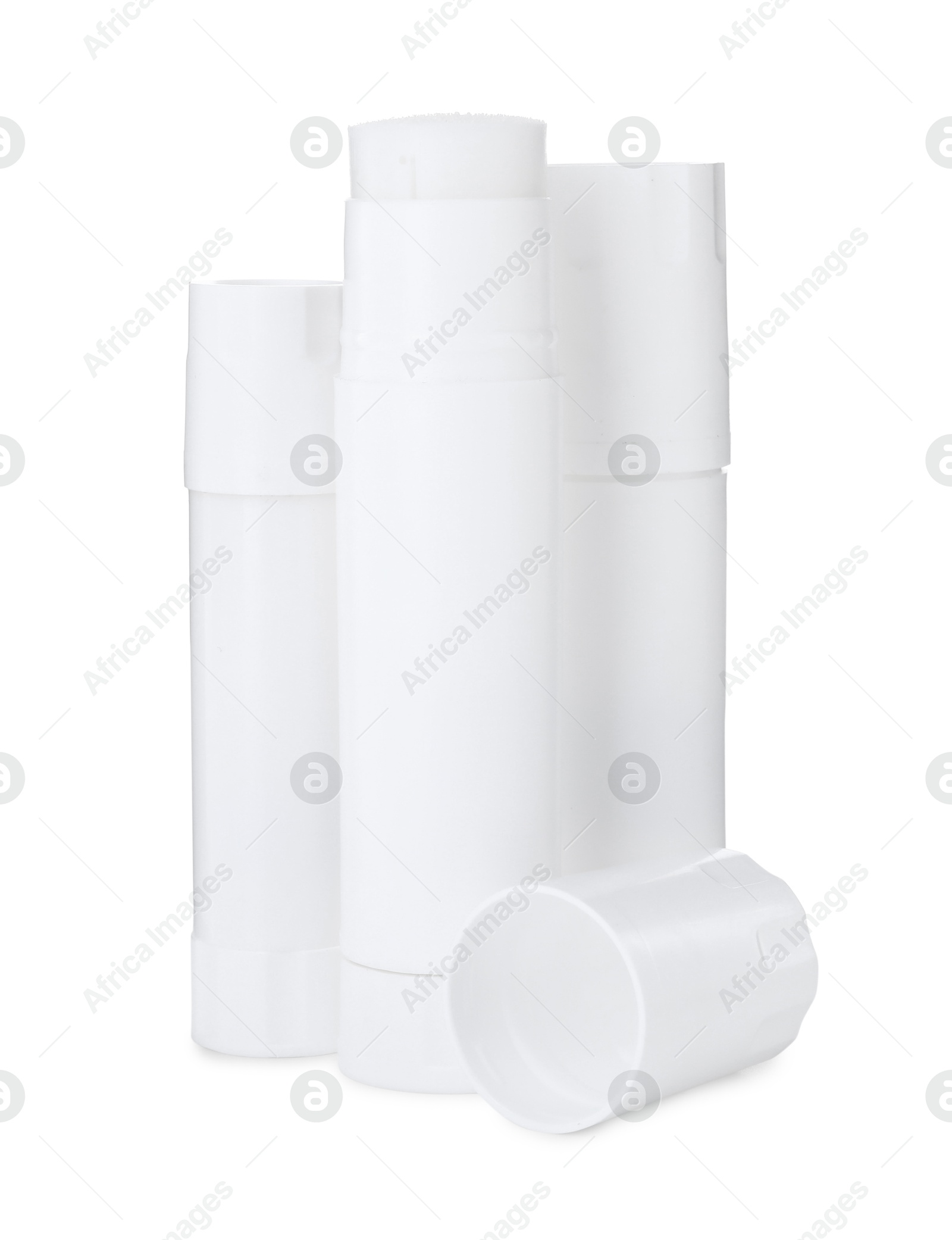 Photo of Many different glue sticks isolated on white