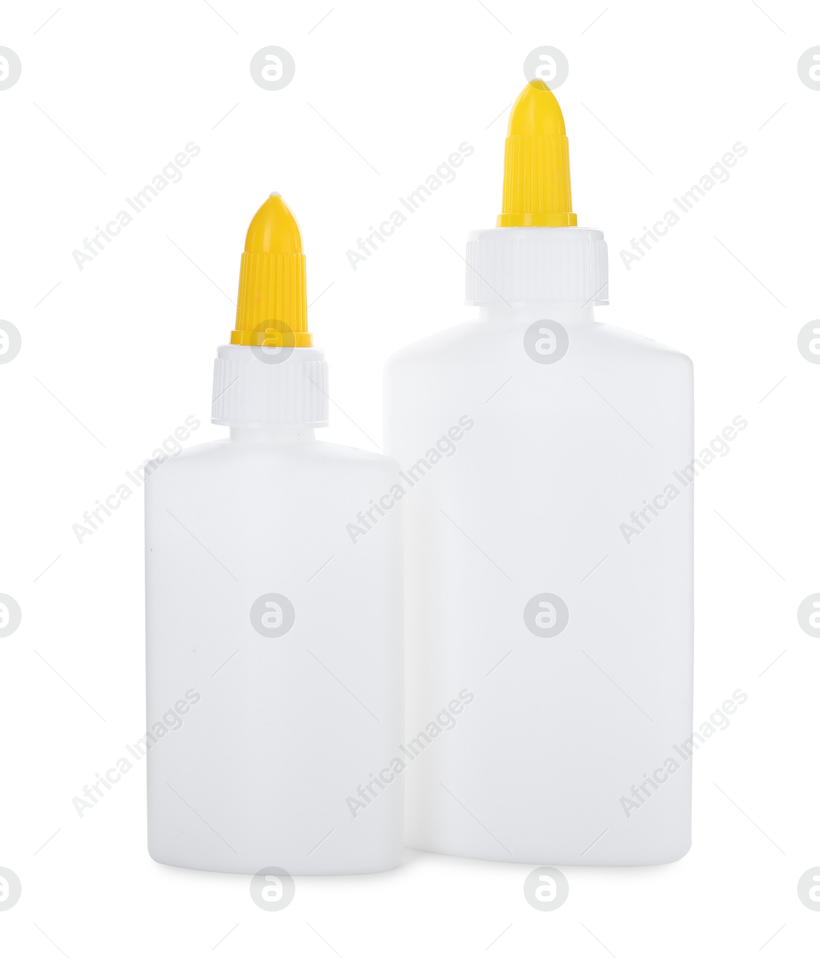 Photo of Two bottles of glue isolated on white